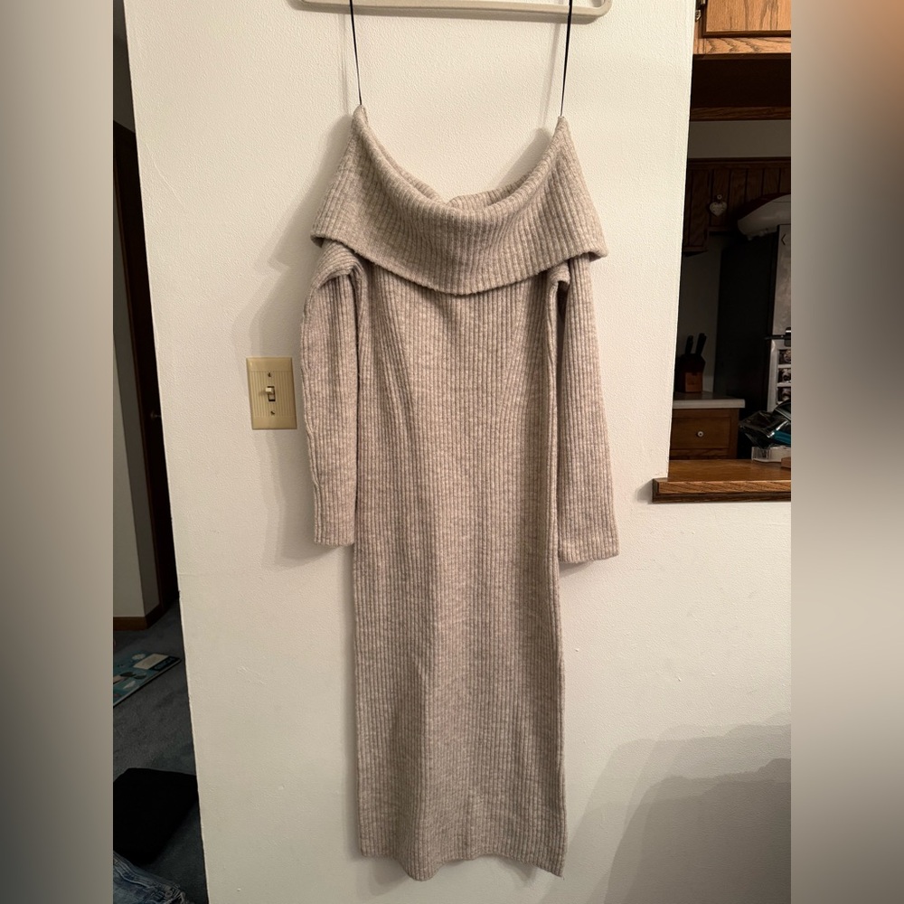 H&M Cream Cowl Neck Sweater Dress